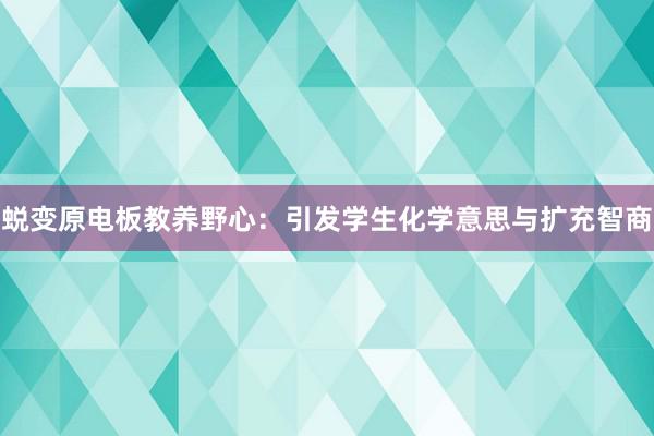 蜕变原电板教养野心：引发学生化学意思与扩充智商